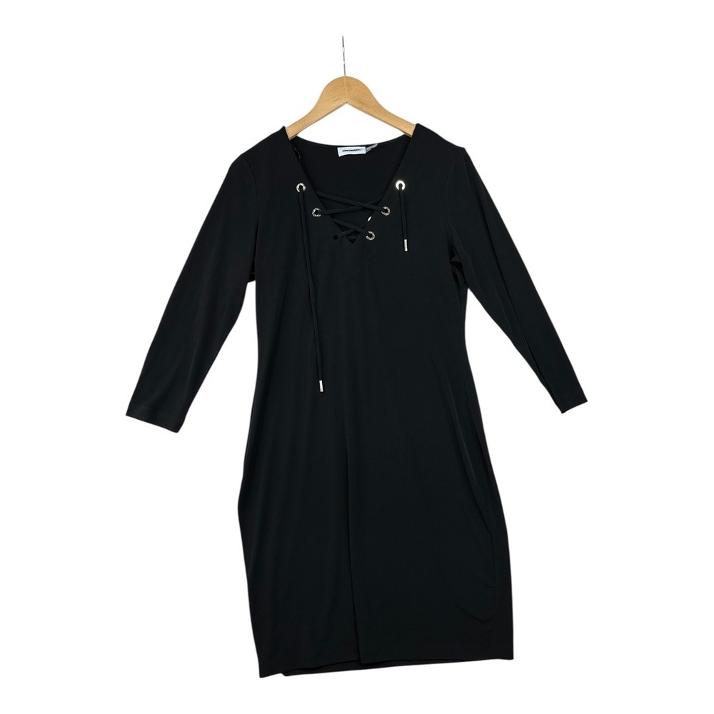 Calvin Klein LBD 3/4 Sleeve Sheath Dress size 10 Black/Gold